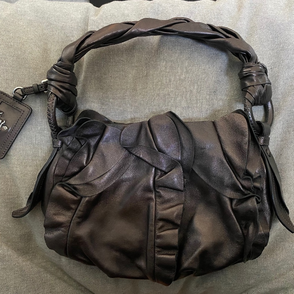 Prada Grafite Ruffle Shoulder Bag, authentication card included - Picture 3 of 10